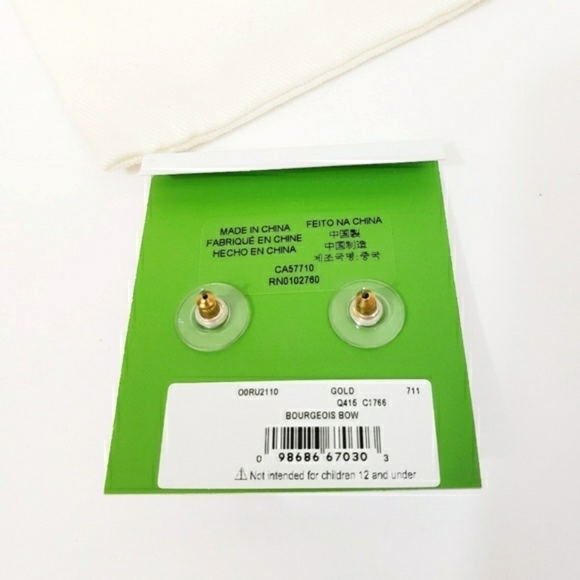 NWT Kate Spade Bourgois Bow Gold Pave Stud Earrings Holiday - Picture 5 of 6